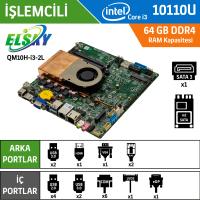 ELSKY QM10H-I3-10110U-UA 2LAN 6Com Mini ITX Anakart