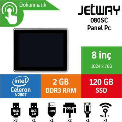 Jetway 080SC Intel Celeron N2807 2GB 120GB SSD Freedos 8" Endüstriyel Panel Pc