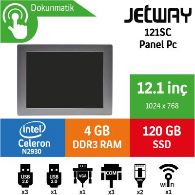 Jetway 121SC Intel Celeron N2930 4GB 120GB SSD Freedos 12.1" Endüstriyel Panel Pc