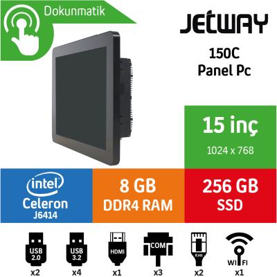 Jetway 150C Intel Celeron J6412 8GB 256GB SSD Freedos 15" Endüstriyel Panel Pc