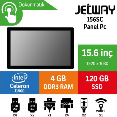 Jetway 156SC Intel Celeron J1900 4GB 120GB SSD Freedos 15.6" Endüstriyel Panel Pc